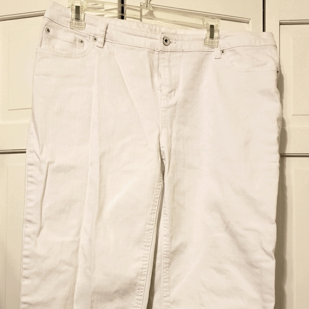 Liz & Co White Stretch Capris SZ 14
